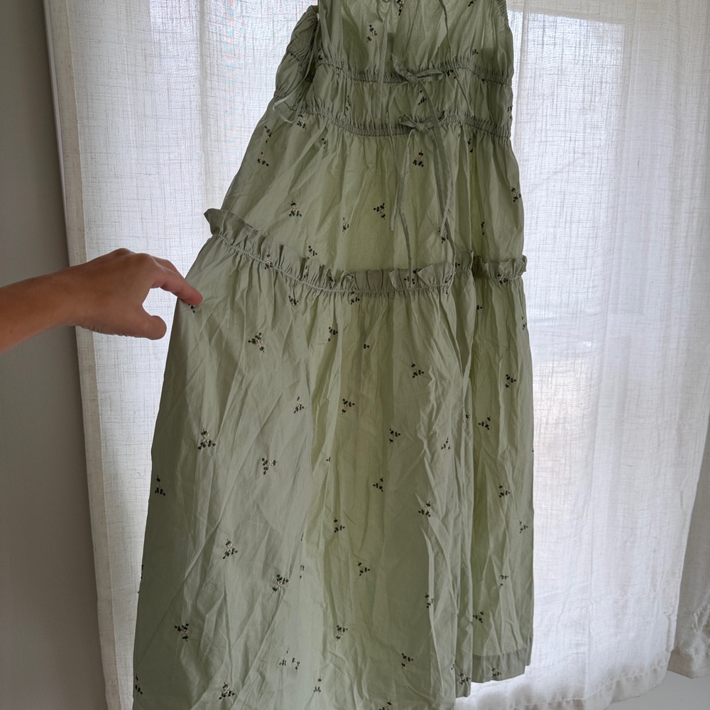 En Saison Mint Green Tiered Midi Dress with Tie Straps - Picture 3 of 7
